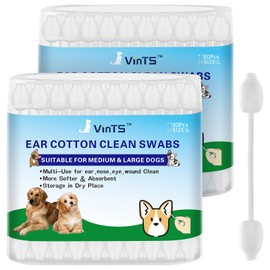 VinTS 100 PCS Cotton Dog Ear Cleaning Swabs, Pet’s Ear Infection Treatment Gourd-Shaped Swabs Prevent Accidental Injuries, Safer Cleaning for Dogs and Cats– Small Size.100% Cotton