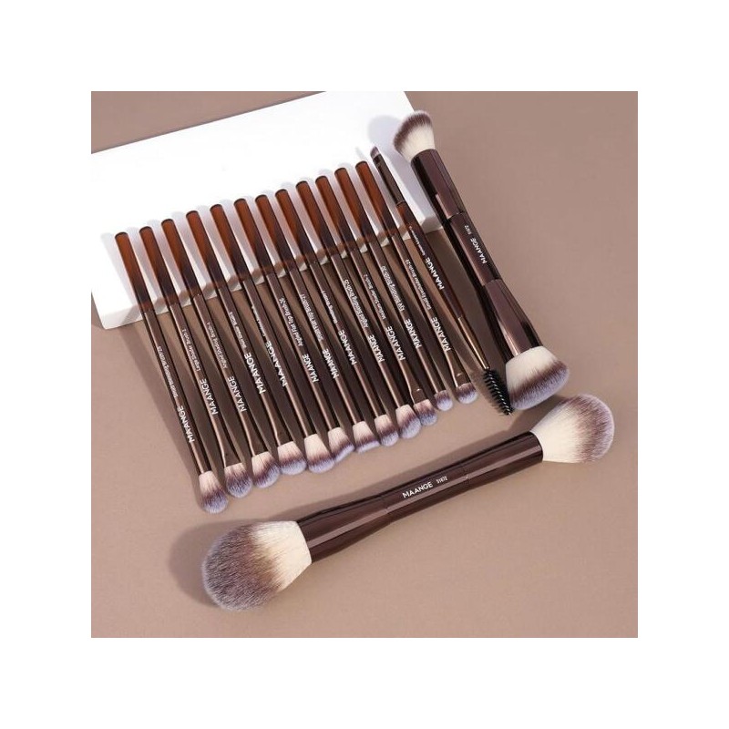 MAANGE 15 PCS 메이크업 브러시 더블엔드 파운데이션 양면 라운드 각도