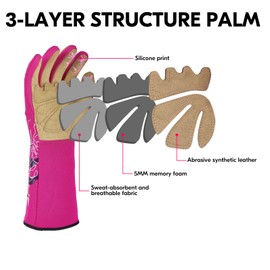 Vgo... Gardening Gloves Women Long Sleeves in Leather, Long Work Gloves Gauntlet Thorn Proof for Yard Garden Agriculture