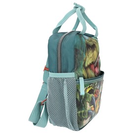 Depesche 11778 Dino World Danger Backpack for Children in Dark Green with Trex Motif, Bag with Adjustable Straps and Side Pockets