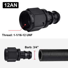 EVIL ENERGY 12AN Straight Push Lock Hose Fitting End Black