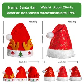 Counius 6 Pieces Christmas Hats Red Antlers Santa Hat Set Christmas Hat for Children Adults Snowman Christmas Santa Hat Christmas Party Decorated Hat