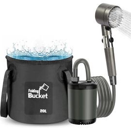 Portable Camping Outdoor Shower Kit with 20L Collapsible Bucket 10000mAH Rechargeable Electric Intelligent Digital Display Shower Pump