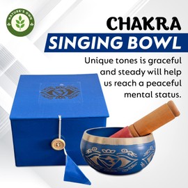 Nature's Own Tibetan Singing Bowl Set- Easy to Play- Meditation Sound Bowl Handcrafted in Nepal for Yoga, Mindfulness, Chakra Healing, Stress Relief- Spiritual Gifts for Women & Men (4 Inch, 05)