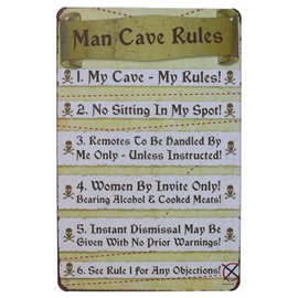 ARTCLUB Man Cave Rules Metal Sign Vintage Plaque Wall Decor