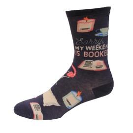 K. Bell Women's Booked Weekend Crew Socks 1 Pair, Slate Blue, Women's 9-11 Shoe