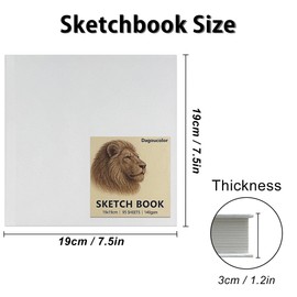 DagouColor Sketch Book, 95 Sheets(190 Pages) Acid-Free Art Drawing Paper Pad for Artists Adults Kids, 140gsm, 19CM X 19CM
