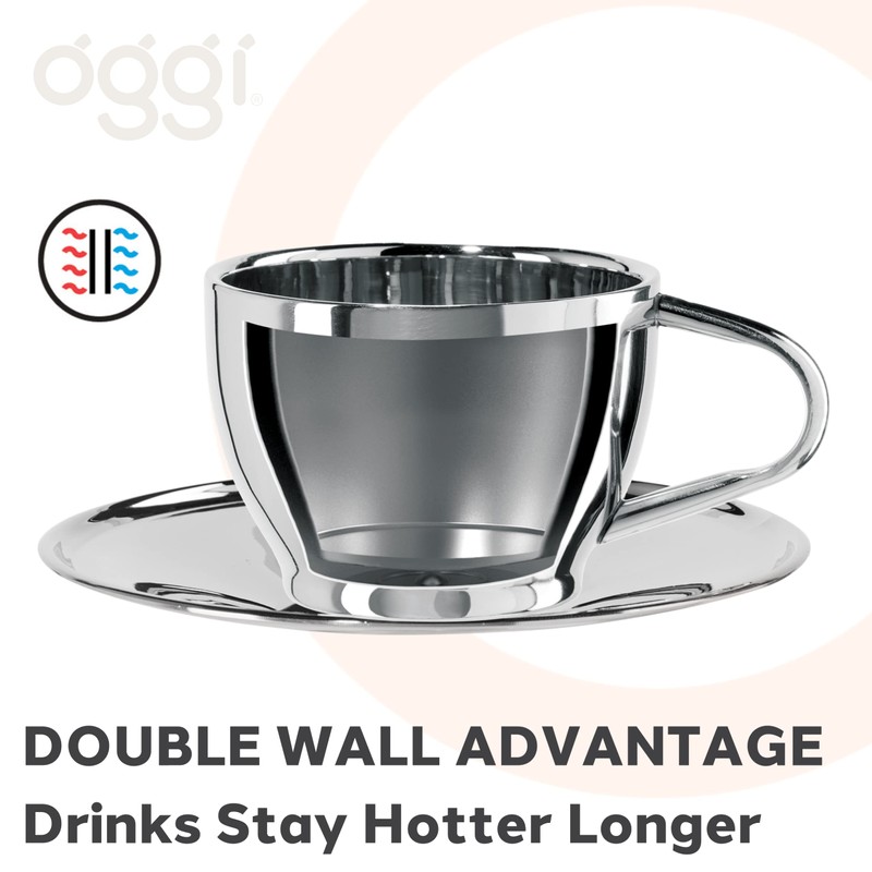 Oggi Taza y platillo de doble pared con platillo (4