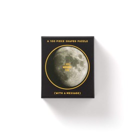 Brass Monkey I Just Mooned You 100-Piece Mini Jigsaw Puzzle, 7.25” Diameter – Circle Puzzle with Gold Foil Accents – Ready to Gift – Funny Moon Puzzle for Adults