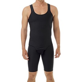 Underworks Mens Compression Bodysuit Girdle - No Rear Zipper Small Black