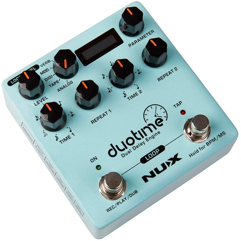 NUX Duotime Stereo Delay Pedal Bundle with Silver Snark Tuner