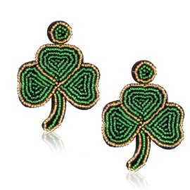 St Patricks Day Earrings, Irish Lucky Green Clover Earrings Special Beads Clover Earrings St Patricks Day Accessories Gift for Women Girls Party Decoration, Resin