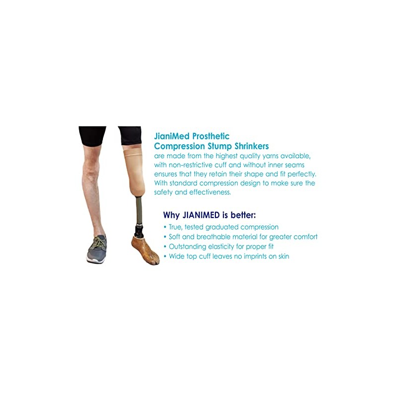 Prosthetic Stump Shrinkers–Below Knee, 40cm, Compression, Amputee Socks, 20-30, Daily