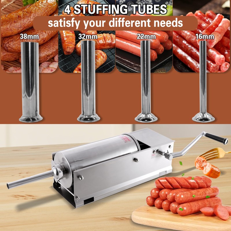 Hakka Sausage Stuffer 2 Speed Stainless Steel Vertical Sausage Maker