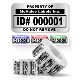 McAuley Labels Custom Inventory Stickers - Numbered, Permanent, Adhesive - Metalized Silver Polyester - 1.5x0.75 Inches