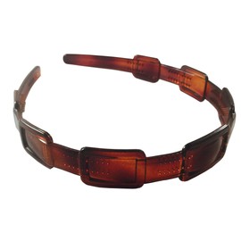 Parcelona French Spacer Brown Tortoise Shell Celluloid Acetate Flexible Headband for Girls