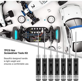 Gruiqrd Hexagonal Screwdriver Set, 7-Piece RC Tool Hexagon Socket Screwdriver Hand Tool for Model Making Car Boat Quadcopter (0.9 mm, 1.27 mm, 1.3 mm, 1.5 mm, 2 mm, 2.5 mm, 3.0 mm)