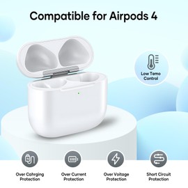 Compatible for AirPods 4 Charging Case Replacement AirPod 4th Generation with Wireless Charging Bluetooth Pairing Sync Button (No Earbuds) (Compatible for AirPods 4th)