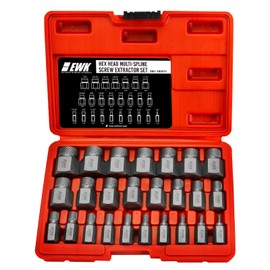 EWK 25 Pcs Multi-Spline Screw Extractor Set, Hex Head Easy Out Bolt Removal Tool Set for Stripped, Rounded, Damaged, Broken or Rust Screws