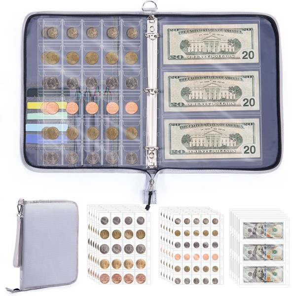 FRECOLSH Fireproof Coin Collection Book Coin Holder, 300 Pockets Fireproof