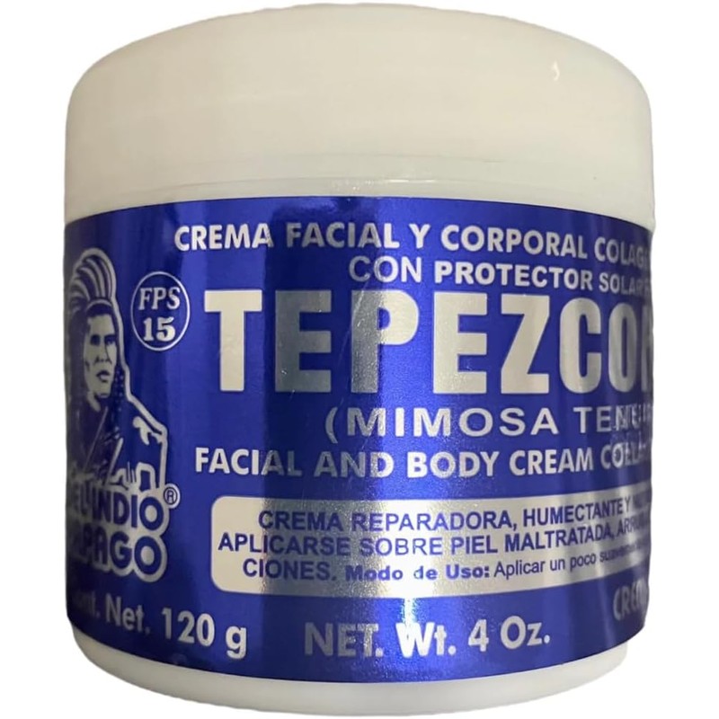 Del Indio Papago Tepezcohuite 120G Crema Piel Colageno Y Vitamina