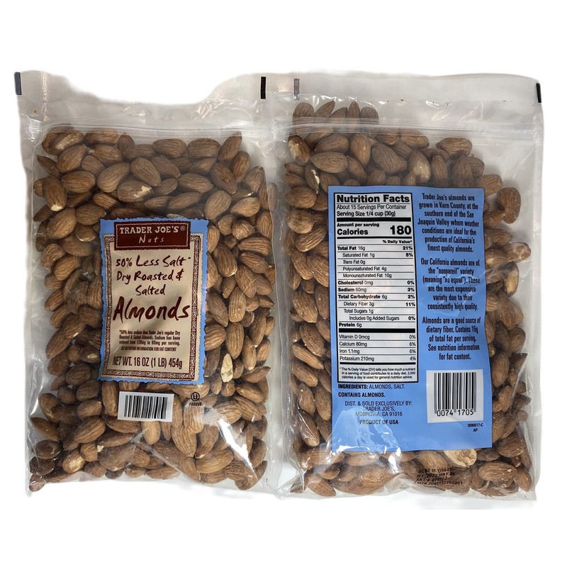 Trader Joe's Dry Roasted and Salted Almonds w 50% less