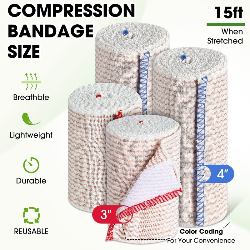 30 Pcs Elastic Bandage Wrap Compression Bandage with Self Closure