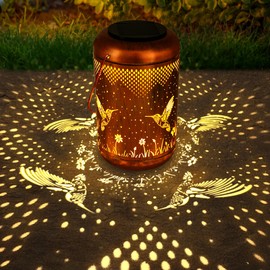 Solar Lanterns Outdoor Hummingbird Hanging Lantern Lights, Birthday Gifts for Mom Women Grandma Solar Lights Waterproof LED Mode Change Metal Solar Garden Decor for Patio Yard Lawn Landscape Tabletop