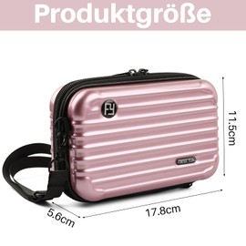 ANNASAMDO Mini Suitcase, Shoulder Bag, Small Suitcase Bag, Handbag, Inner Pockets, Cosmetic Bag, Hard Case with Shoulder Strap, Zip for Travel, Shopping, Cosmetics, pink