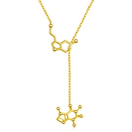 JZMSJF S925 Sterling Silver Serotonin Molecule Necklace Dopamine Science Pendant Necklace for Women Jewelry Gift