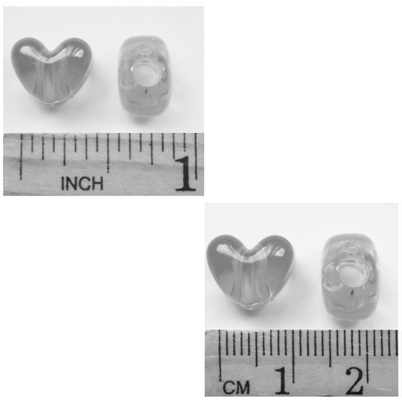 BeadExplosion Heart Beads Ruby Red Transparent Large Hole Pony Beads