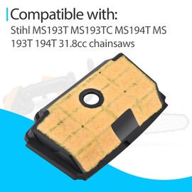 Air Filter Tune Up Kit Compatible with Stihl MS193T MS193TC MS194T MS 193T 194T Chainsaw Replace 11371201604, Primer Bulb Spark Plug Bar Nuts