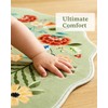 Carvapet 6ft Scalloped Green Round Rug - Sage Floral Washable