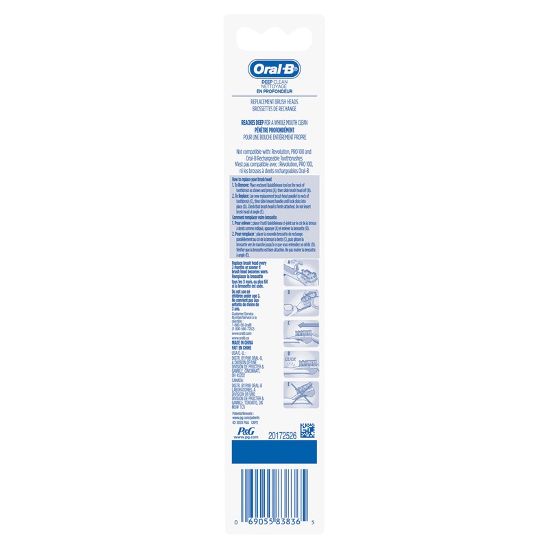 Oral-B Deep Clean Battery Powered Toothbrush Replacement Brush Heads Refill,
