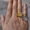 Joliernelle Compass Ring Gold for Men Stainless Steel Engraved Ring