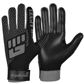 Grip Active GAA Gloves - Premium Gaelic Football Gloves – Made with 2.5mm Latex for Best Grip-Great Ball Control - Special Embossed Neoprene Cuff for Comfort (Grey and Black, 5-Under 10 Years)