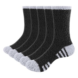 GiveGift Cuddly Socks Women's Plush Socks Bed Socks Plush Cuddly Fluffy Socks Colourful for Women Fuzzy Fluffy Socks 35-46 5 Pairs, black