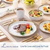 LOVECASA 16 Pieces Plates and Bowls Sets, Porcelain White and