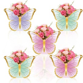 12 Pcs Butterfly Centerpieces Paper Boxes for Baby Shower Birthday Tea Party Favors Tables Decor Pink Purple Green Table Decorations for Flower Themed Party Supplies Bridal Wedding