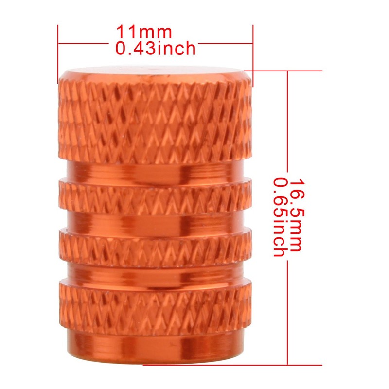 TOMALL Orange Round Style Aluminum Tire Valve Stem Caps for