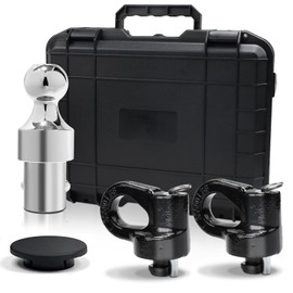 Gooseneck Hitch Ball Kit - 60639 Puck System with 2-5/16-Inch Ball and 2 Gooseneck Safety Chain Anchors Fits for 2013-2024 Ford F250 F350 F450 and Fits for 2016-2024 Silverado Trucks