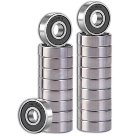 Ball Bearings 20 Pcs 608 2RS Bearing Steel and Double Rubber Sealed Miniature Deep Groove Ball Bearings for Furniture Wheel,Skateboards, Inline Skates, Scooters, Roller Blade Skates (8 x 22 x 7mm)