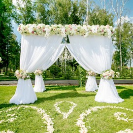 Pelmet Freehand Decoration, Wedding Curtain Decoration, White Wedding Arch, Photo Background, Tulle, Draping Fabric, Tulle Fabric, Living Room Curtain, Arbor, Archway, Ceremony, Party Decor, 6 m x 1.5