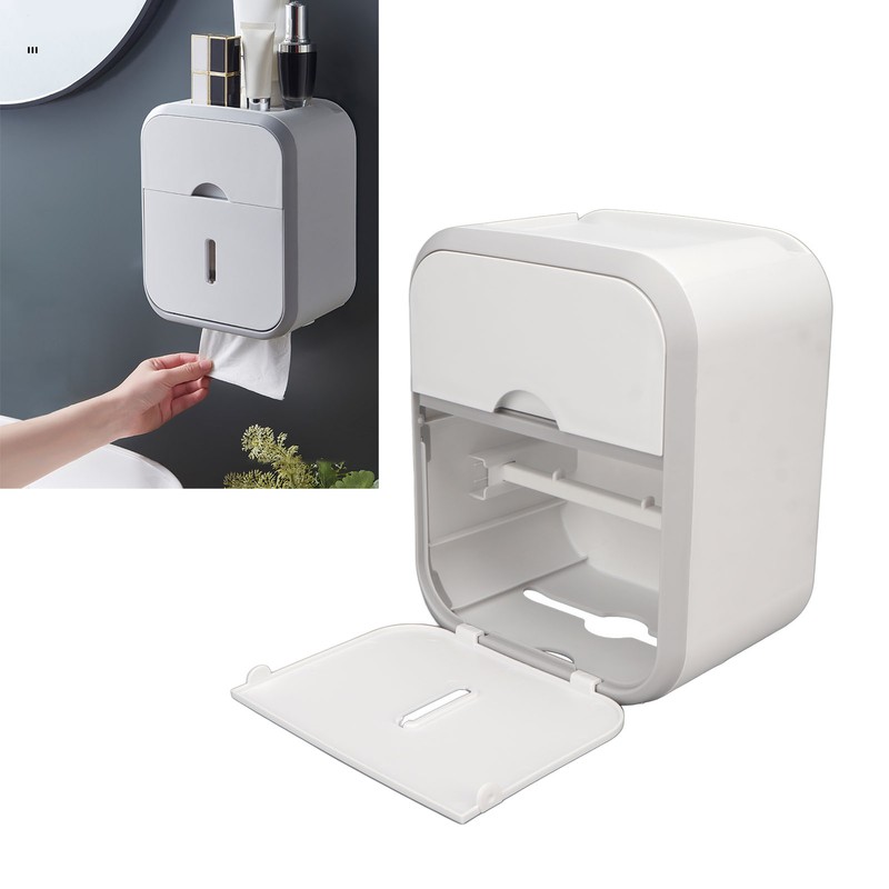 Paper Holder Box Wall Mounted Punching Free Waterproof Paper Towel