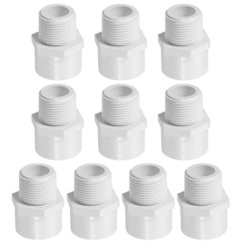 PATIKIL NPT1 PVC Male Adapter Pipe Fitting, 10 Pcs Furniture Grade Male Threaded Pipe Slip Coupling Connector for Building Pool Products Greenhouse Garden