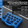 HTOMT Crowfoot Wrench Set,15 Piece Sizes 8mm-24mm Metric Crows Foot