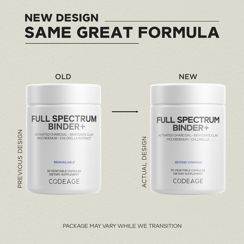 Codeage Binder + Systemic Binder Supplement - Activated Charcoal Pills,