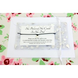 Lucor Congratulations Graduation Gifts,She Believed She Could So She Did Heart Wish String Bracelet,Gift for Her,Strength Inspirational Gift(Black)