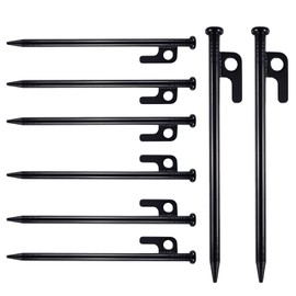 Quixotical Pack of 8 Tent Pegs Steel Pegs, 20 cm Stable Camping Tent Pegs, High-Strength Pegs with Hook and Hole, Ideal for Camping, Travel and Outdoor Activities
