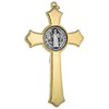 Gold Saint Benedict Cross with Blue Enamel, Crucifix serves as